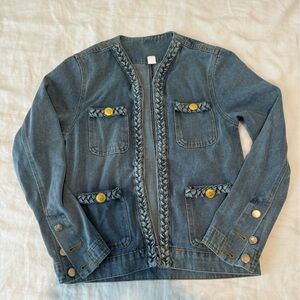 Women's Blue Braid Denim Jacket
